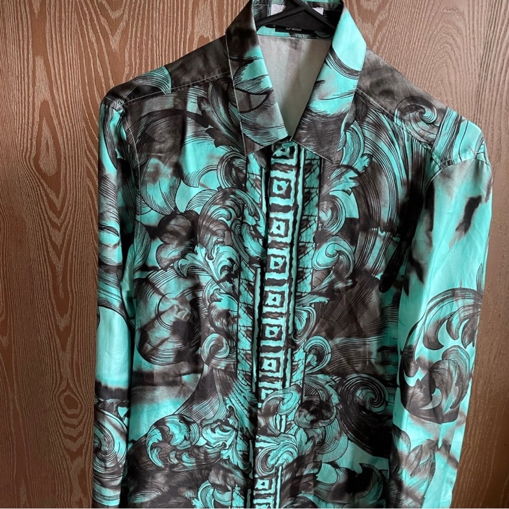 Very rare silk Baroque smoke print Versace shirt